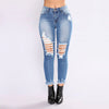 Blue Tassel Ripped High Waist Skinny Jeans for Women
