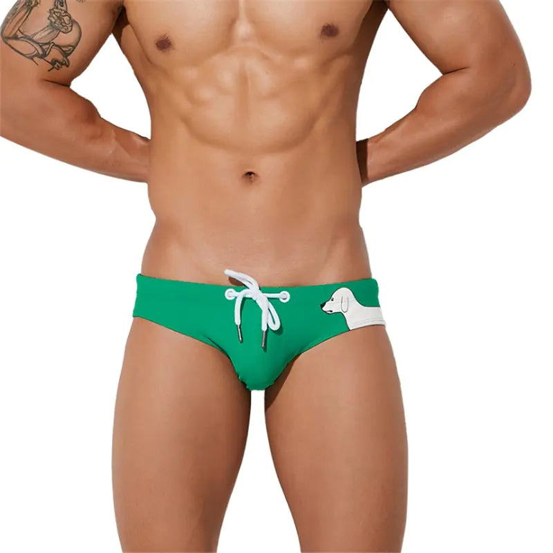 Men's Sexy Quick Dry Low Waist Cartoon Swim Trunks