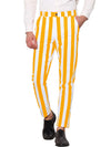 Lars Amadeus Mens Striped Pants Casual Skinny Fit Color Block Pencil Dress Trousers 30 Yellow White