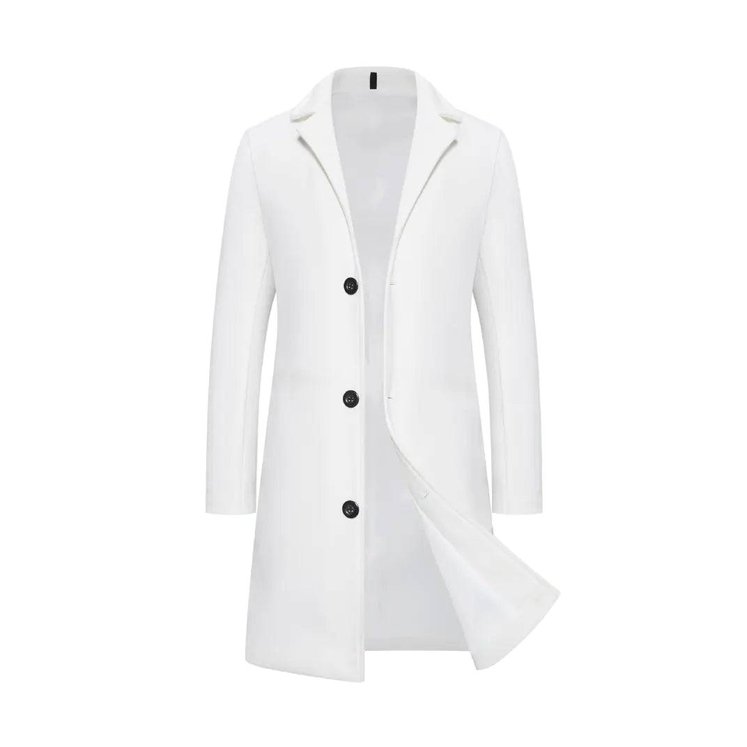 Men's Solid Color Single-Breasted Trench Coat