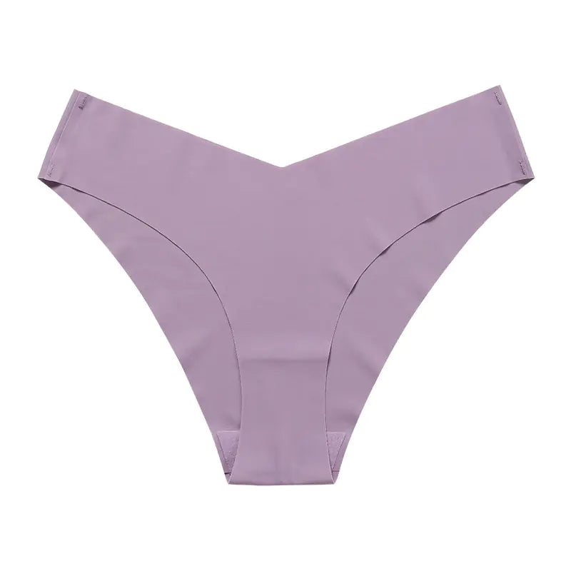 Plus Size Seamless Ice Silk Women's V-Waist Briefs