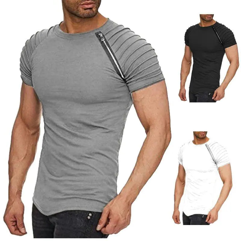 2019 Summer Men's Slim Fit Solid Color Short Sleeve T-Shirt