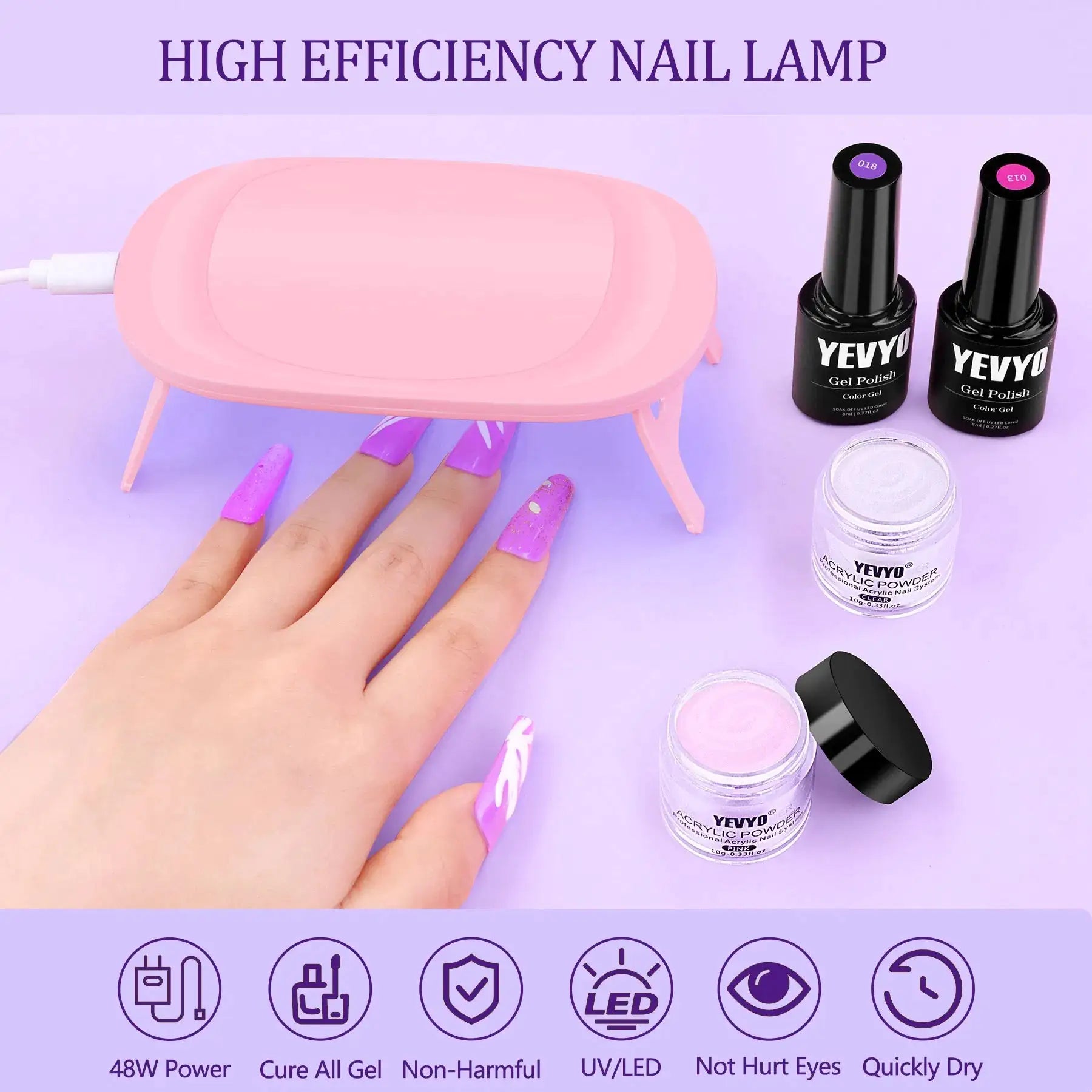 Acrylic Nail Kit With UV Light, 4 Colors Gel Polish Kit With 24 Glitter Colors Acrylic Powder Monomer Liquid