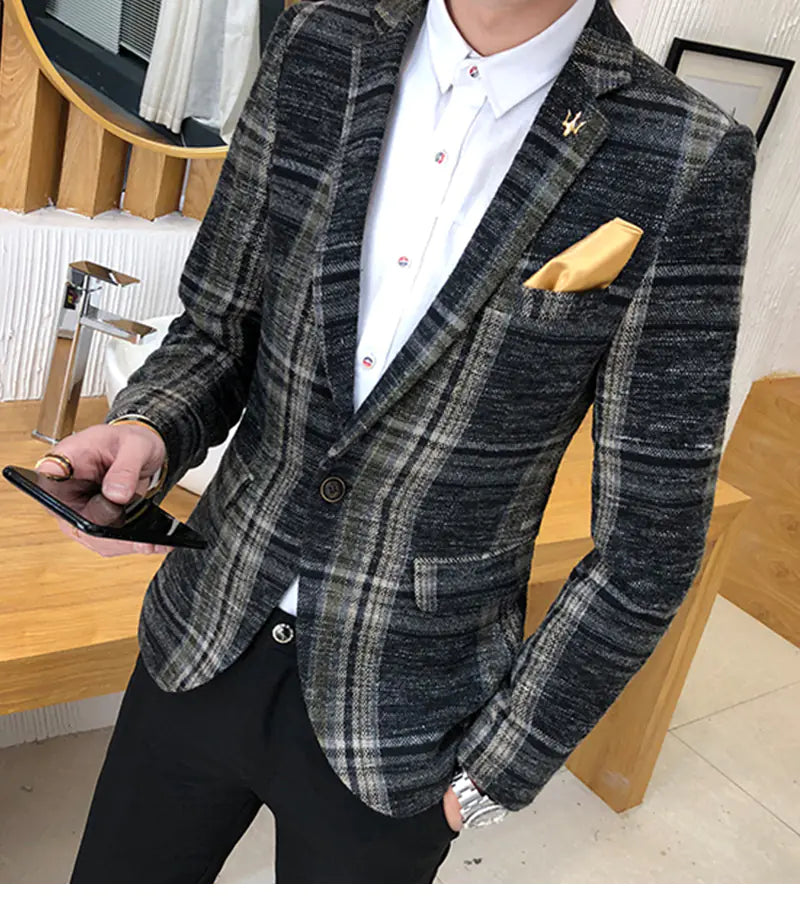 Men's Slim Fit Casual Blazer - Korean Style Jacket