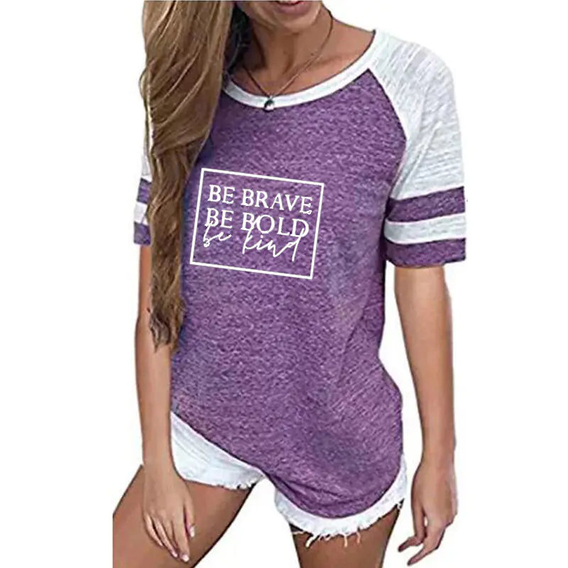 Color Block Striped T-Shirt with Round Neck (Slim Fit)