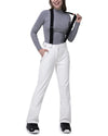33000ft Womens Snow Bibs Waterproof Insulated Snow Pants with Fleece Lined Windproof Ski Pants Overalls for Snowboard White