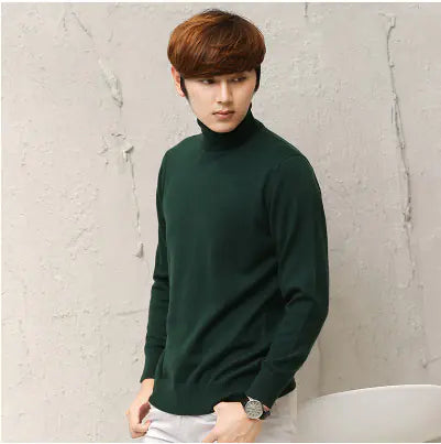 Men's High Neck Slim Fit Solid Color Knit Sweater
