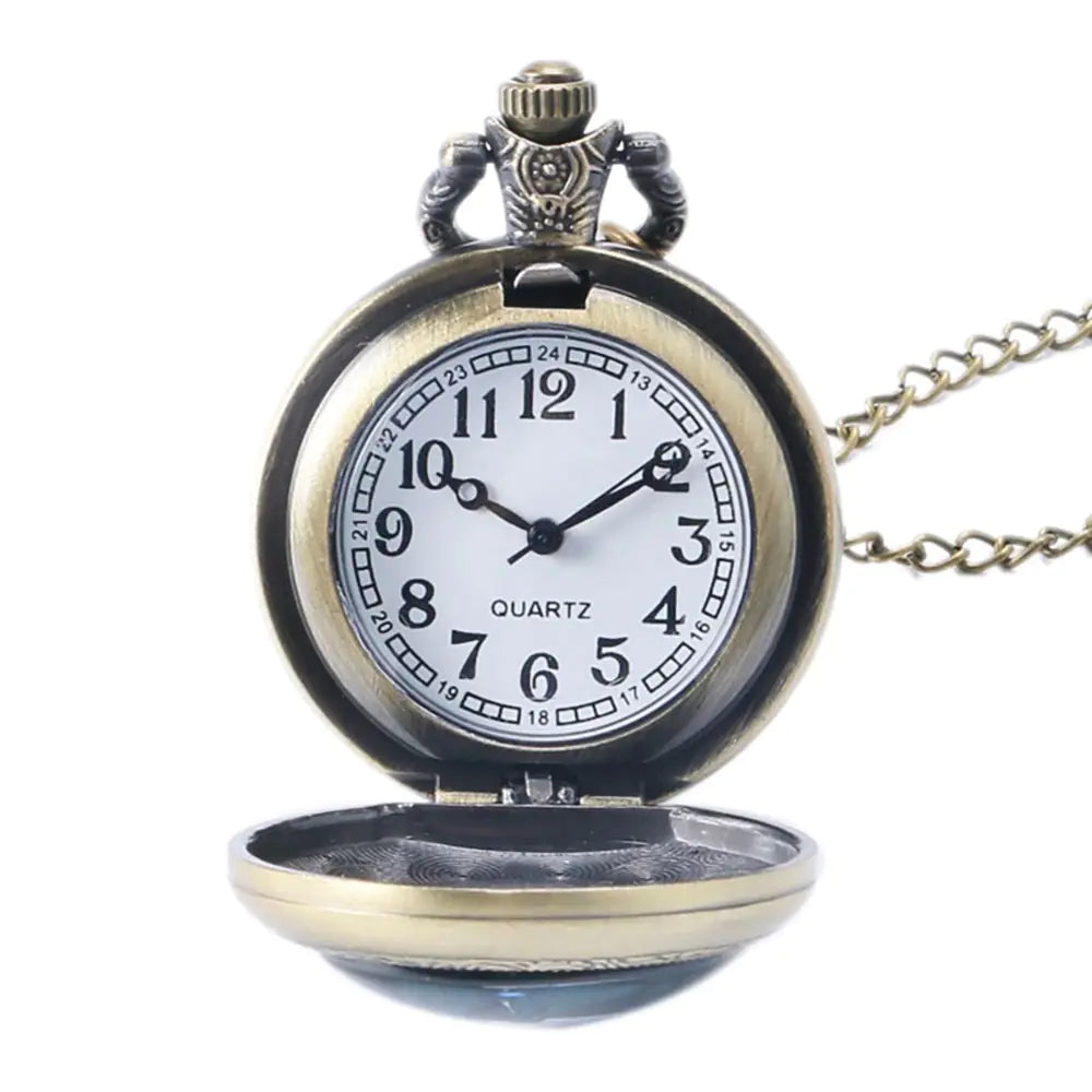 Vintage Bronze Quartz Pocket Watch with Roman Numerals