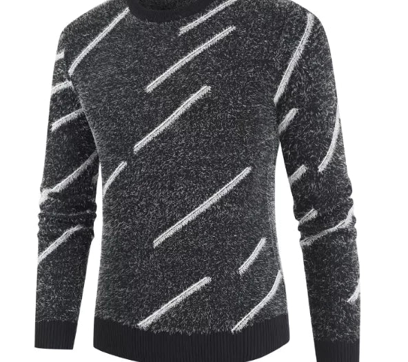 Men's Slim Fit Round Neck Mohair Sweater
