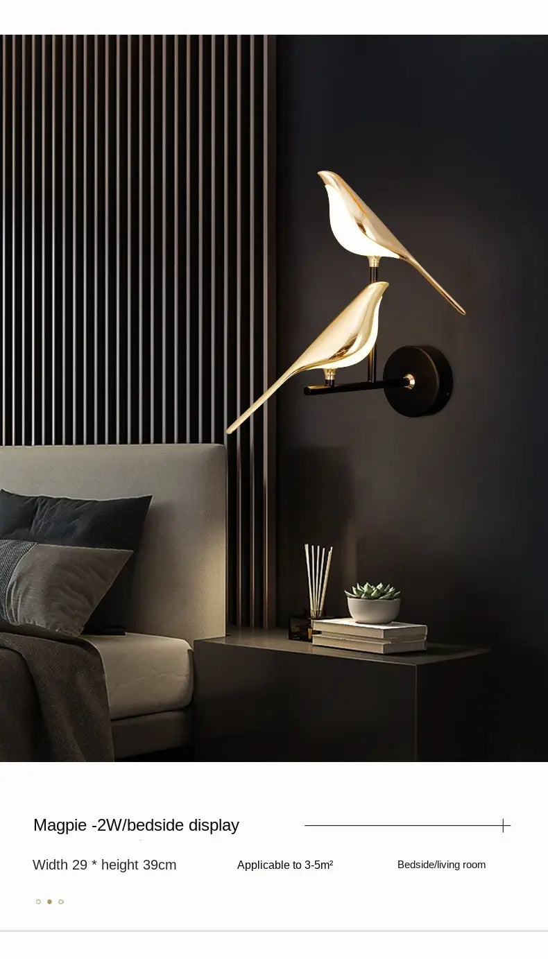 Modern Magpie LED Wall Lamp for Bedroom Decor