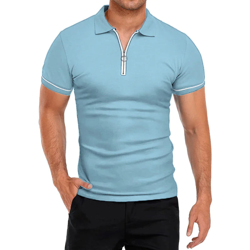 Men's Slim Fit Solid Color Short Sleeve Polo Shirt