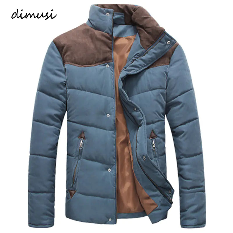 DIMUSI Men's Winter Jacket Padded Stand Collar Parka 4XL