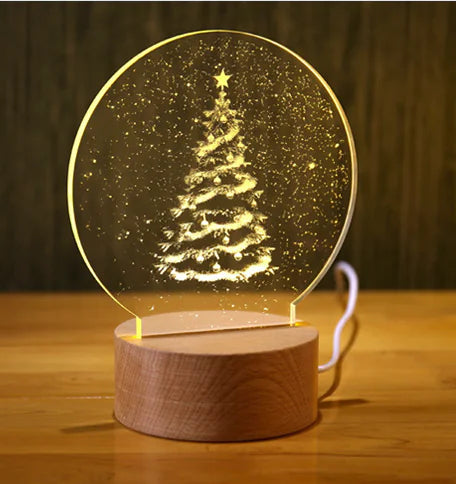 3D Acrylic Christmas Tree Table Lamp for Bedroom