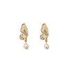 S925 Silver Butterfly Pearl Earrings - French Retro Style