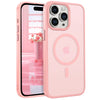 GUAGUA Compatible with iPhone 15 Pro Max Case 6.7" Compatible with MagSafe iPhone 15 Pro Max Magnetic Case Slim Translucent Matte Shockproof Protective Anti-Scratch Case for iPhone 15 Pro Max Pink