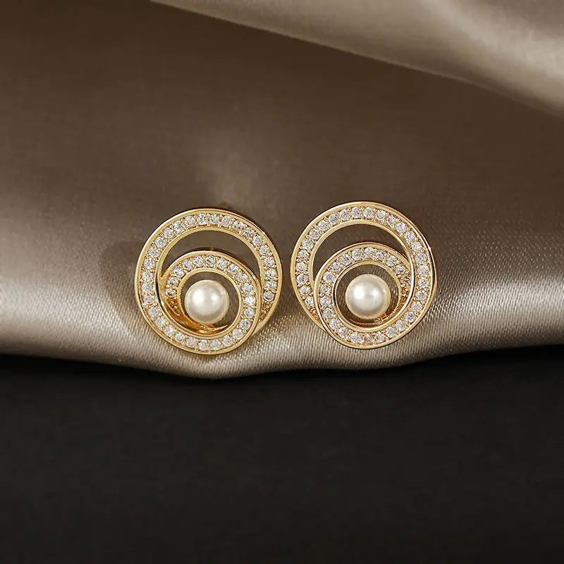 Silver Needle French Baroque Pearl Flower Tassel Earrings