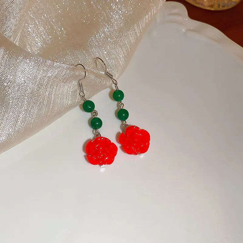 Silver Needle French Baroque Pearl Flower Tassel Earrings