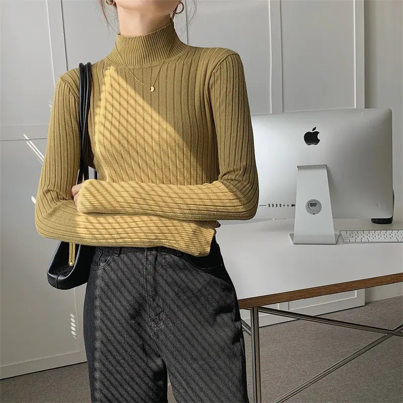 Women's Slim-Fit Half Turtleneck Long-Sleeve Knit Top