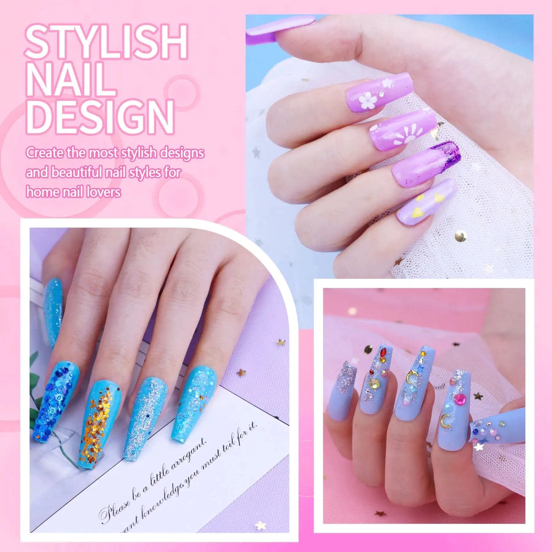 Acrylic Nail Kit, 24 Color Glitter Acrylic Powder Monomer Liquid Set, Nail Kit Set Professional With Everything Acrylic Brushes And 200 Pcs Nail Tips For Extension Beginner