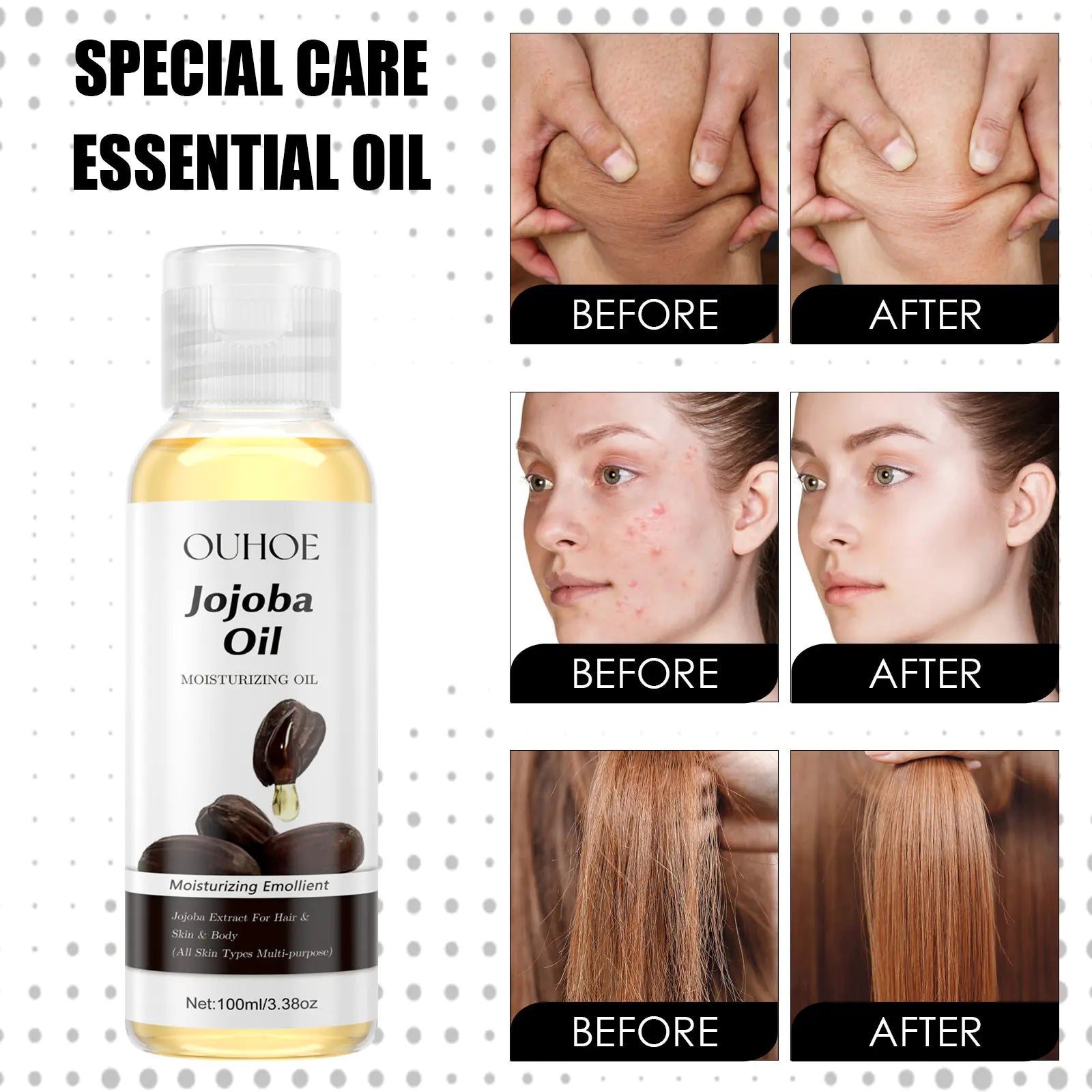 OUHOE Jojoba Oil for Hydrated Skin and Hair Care