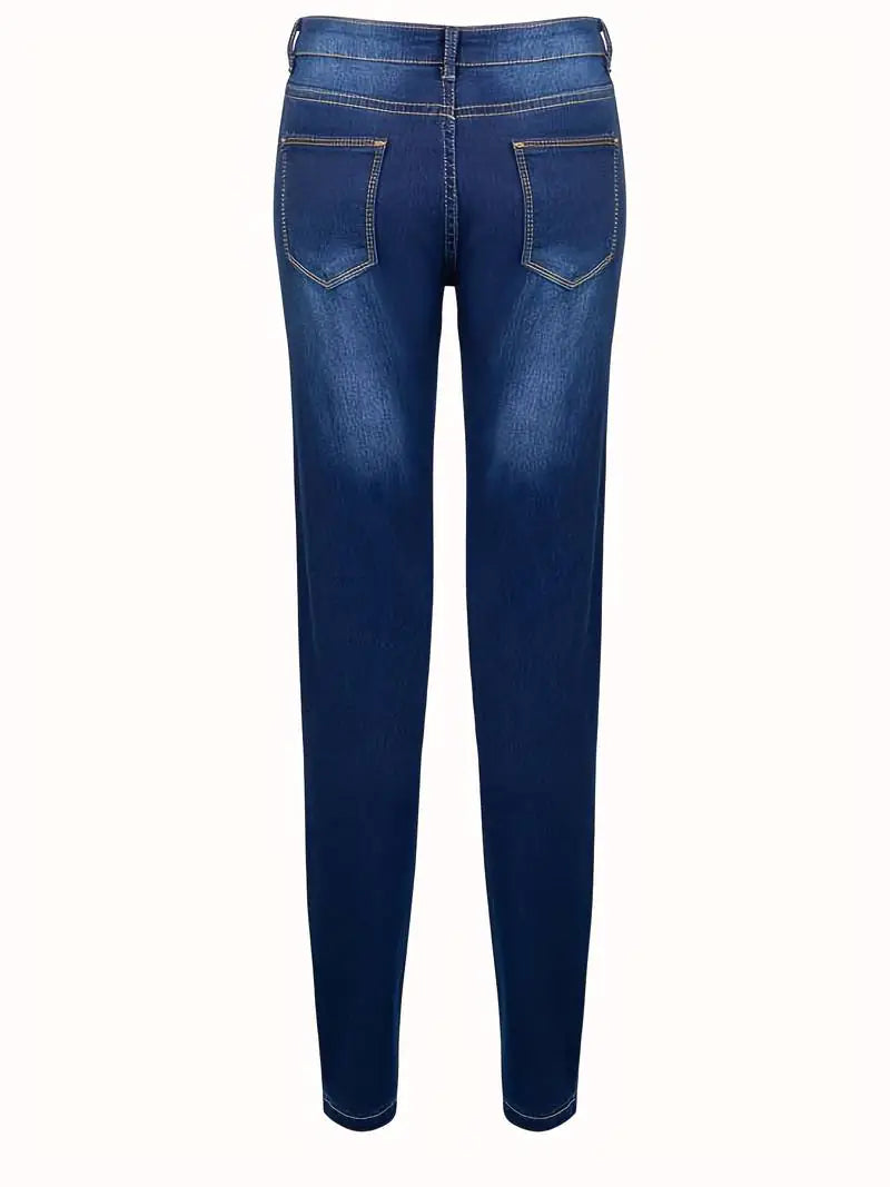 Curvy High Rise Skinny Jeans with Plicated Hem