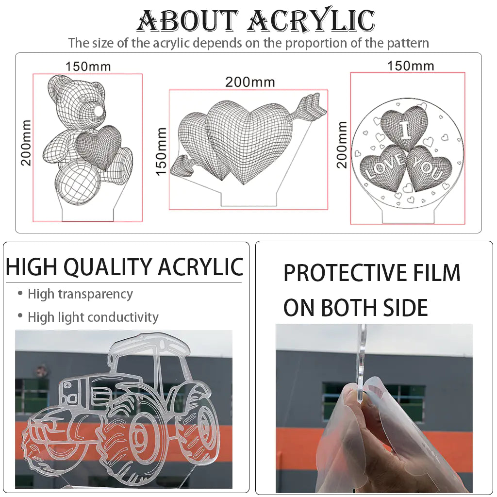 Colorful Touch Control LED 3D Visual Lamp Gift