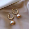 Stylish Retro French Metal Pearl Earrings for Women