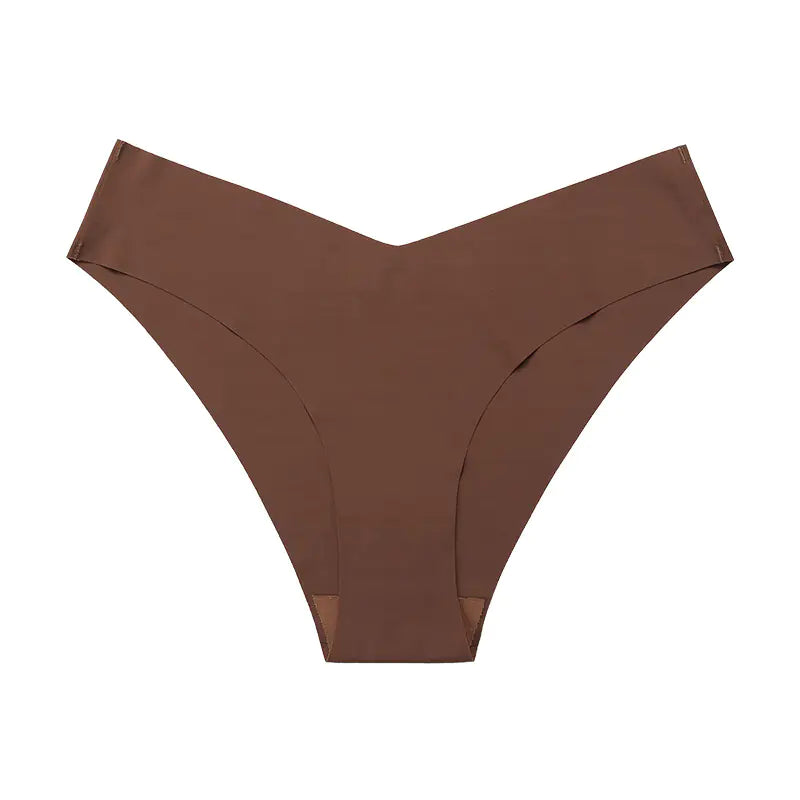 Plus Size Seamless Ice Silk Women's V-Waist Briefs