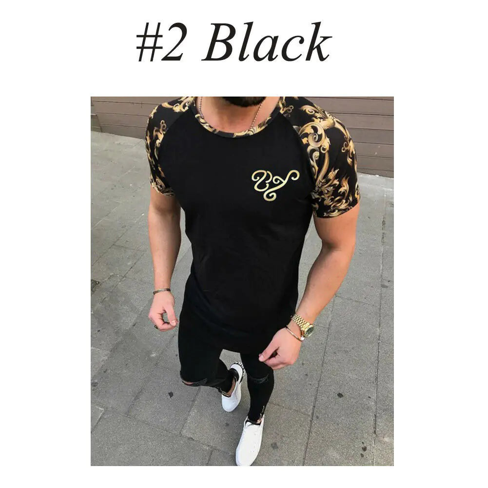 Men's Fashion Sports Short Sleeve Color Block T-Shirt