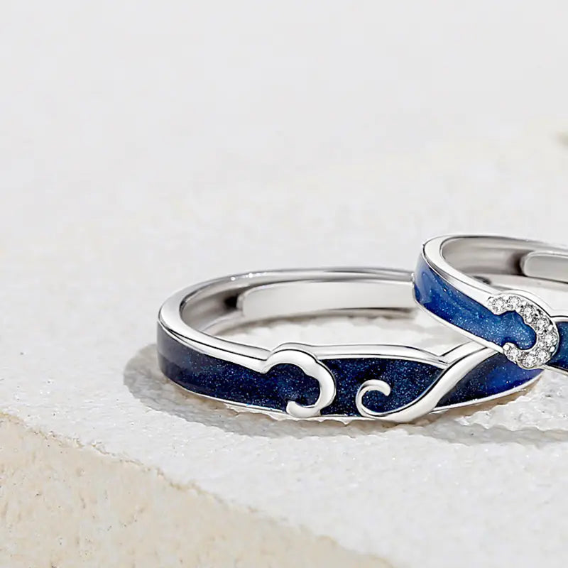 Original Starry Sky Sterling Silver Couple Ring