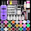 Acrylic Nail Kit, 24 Color Glitter Acrylic Powder Monomer Liquid Set, Nail Kit Set Professional With Everything Acrylic Brushes And 200 Pcs Nail Tips For Extension Beginner