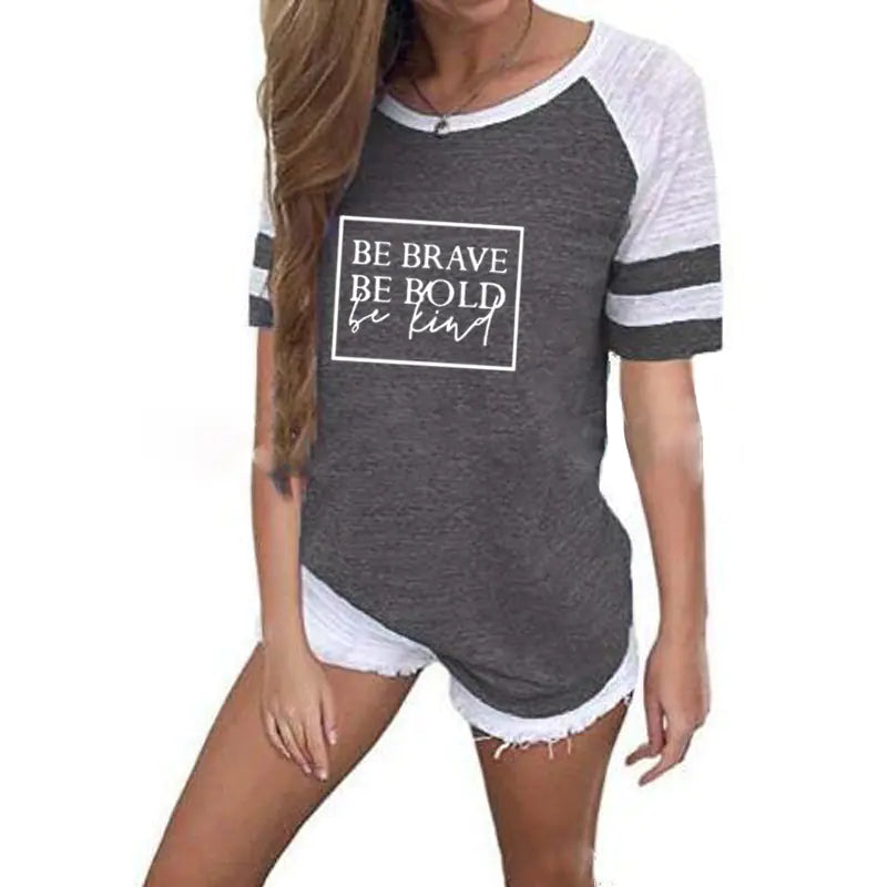 Color Block Striped T-Shirt with Round Neck (Slim Fit)