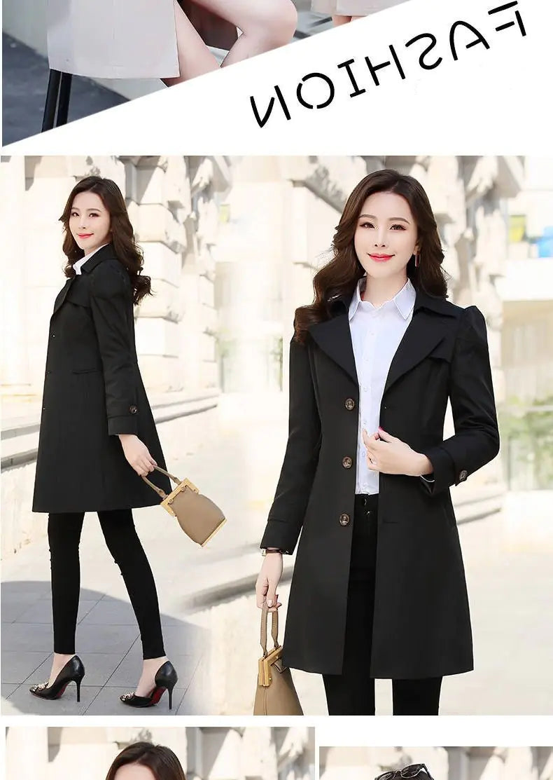 Slim Single Breasted Trench Coat for Spring Autumn