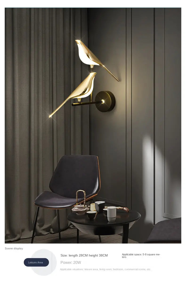 Modern Magpie LED Wall Lamp for Bedroom Decor