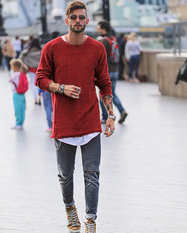 Men's Knit Pullover Sweater - Long Sleeve Basic Top