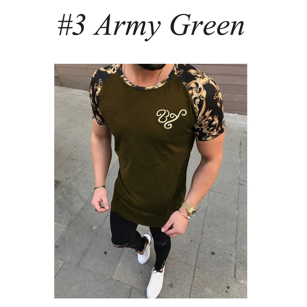 Men's Fashion Sports Short Sleeve Color Block T-Shirt