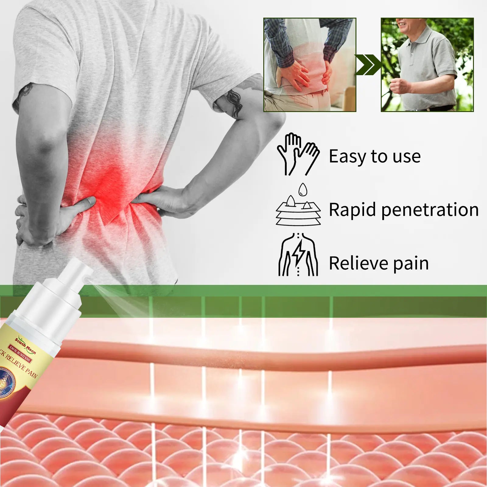 South Moon Lumbar Gel Spray for Pain Relief