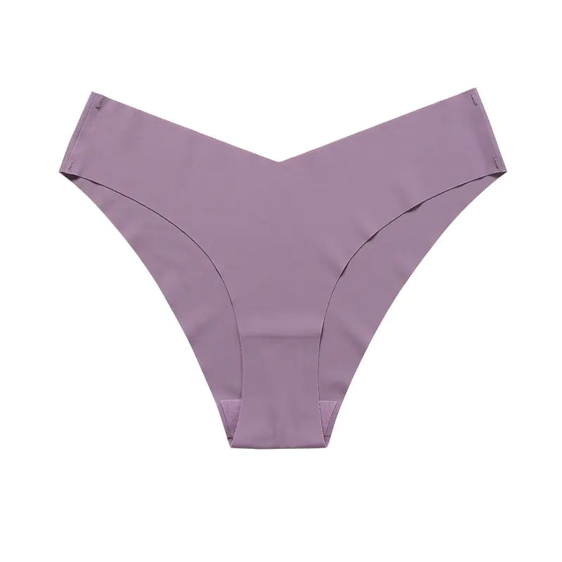Plus Size Seamless Ice Silk Women's V-Waist Briefs