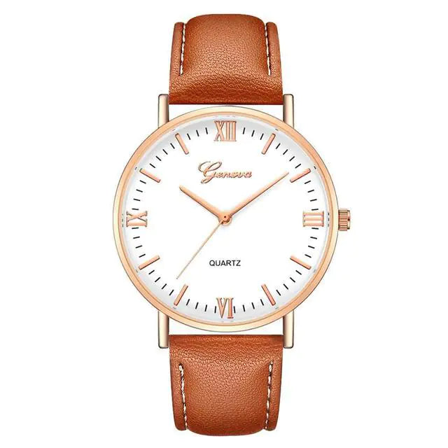 Simple Casual Quartz Watch with Roman Numerals