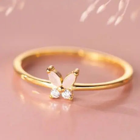 S925 Silver Simple Rhinestone Ring in Korean Style