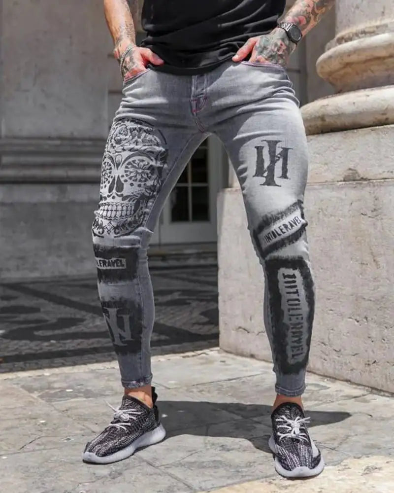Men's Slim-fit Ripped Patch Stretch Jeans