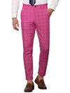 Lars Amadeus Mens Rose Red Plaid Dress Pants Slim Fit Flat Front Business Pants with Pockets 30