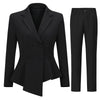 YUNCLOS Womens Double Breasted 2 Piece Suit Set 2 Button Blazer Jacket and Pants Black