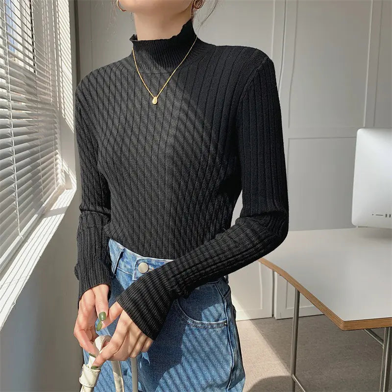 Women's Slim-Fit Half Turtleneck Long-Sleeve Knit Top