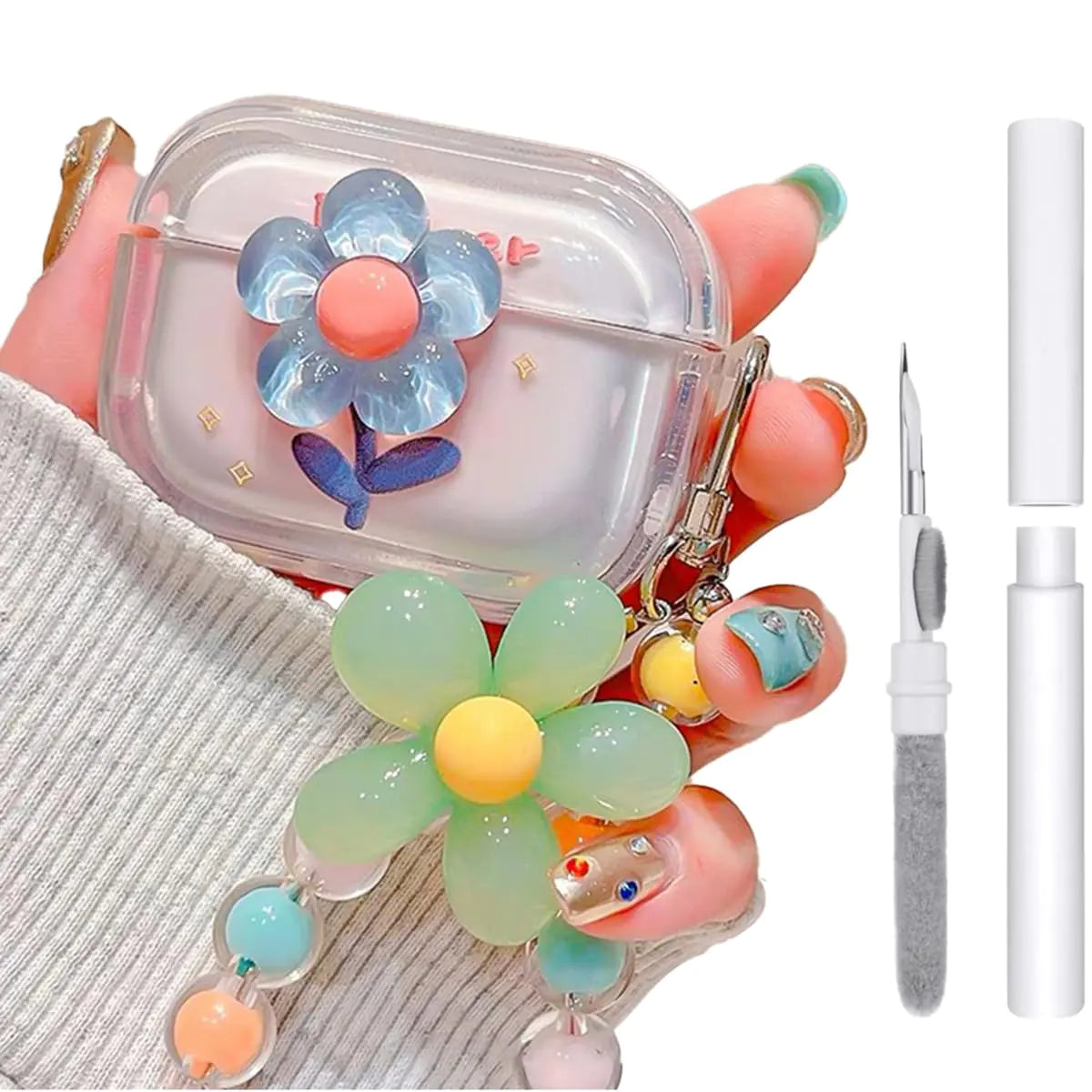 Xuyoz Compatible with Airpods Pro 1st/2nd Generation Case with Cleaning Kit Airpods pro 2 Case Cover Rugged Shockproof Airpod pro 2 Protective Case for Girl Women Compatible with Airpods pro 1st/2nd