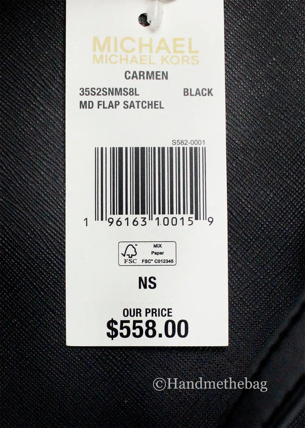 Michael Kors Carmen Medium Black Silver Leather Satchel