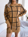 Chic Plaid Contrast Sweater Dress