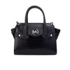 Michael Kors Carmen Medium Black Embossed Leather Satchel