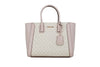 Michael Kors Kali Medium Optic White Rose Gold Signature PVC Satchel iPad Case Handbag