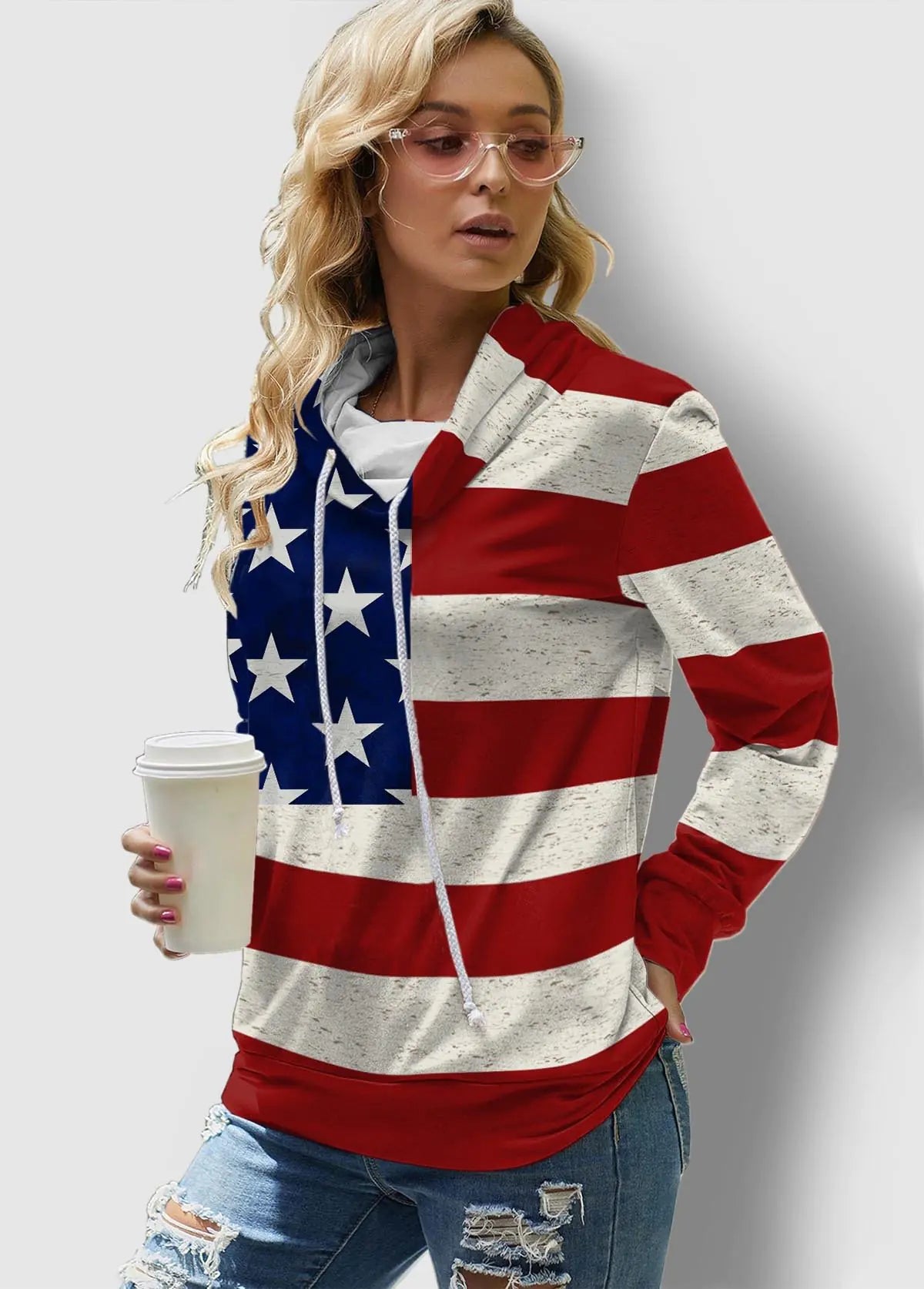 Checkered Long Sleeve Turtleneck Sweatshirt for Women